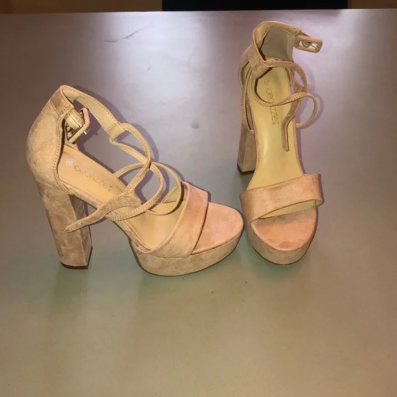 Blush Platform Heels with Cross Straps - Picture 3 of 4